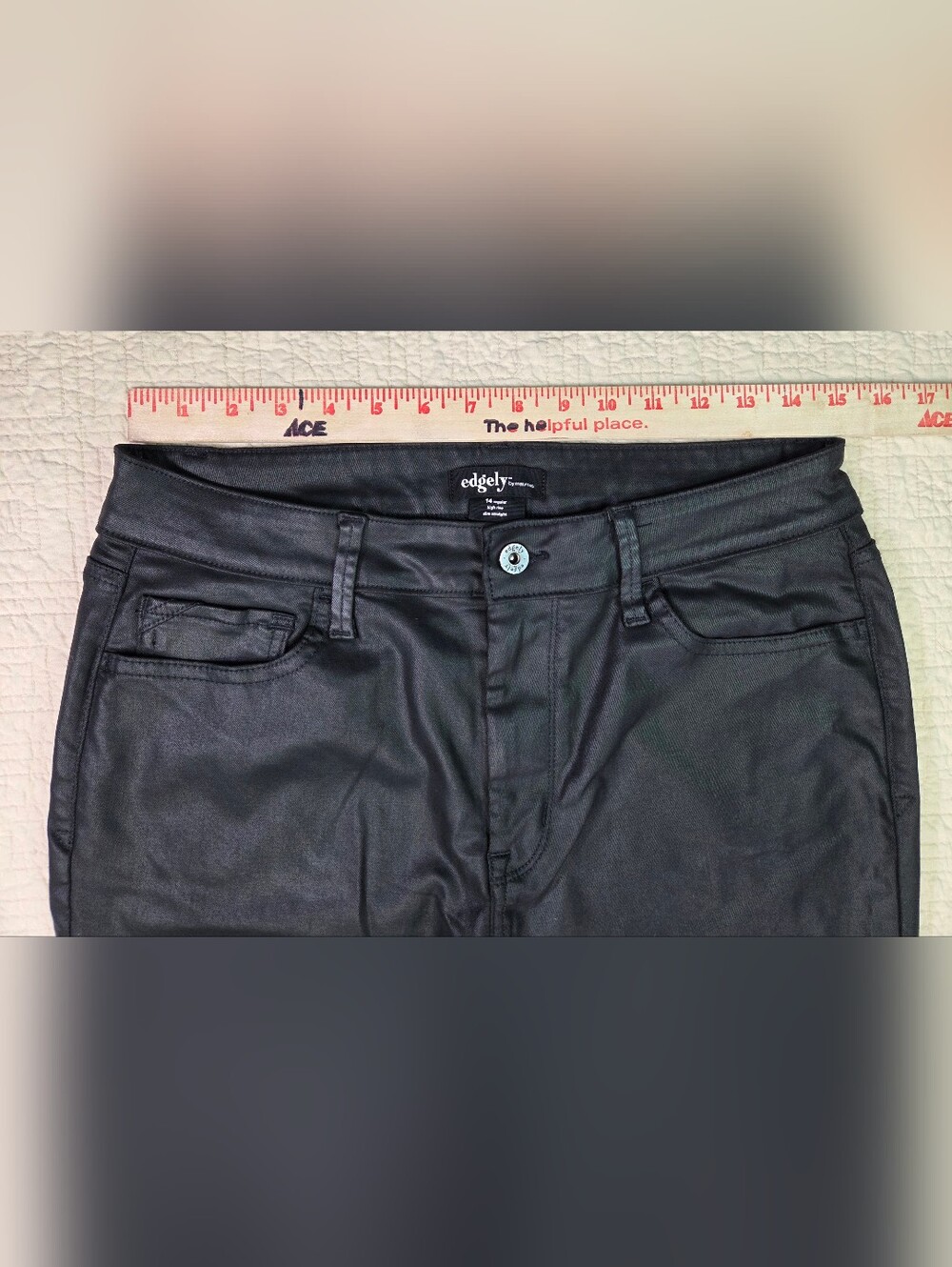 Edgely by Maurices Black Faux Leather Pants - Slim Straight Size 14 - Picture 6 of 11